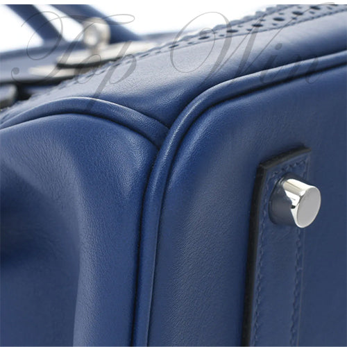 全新 Hermes 愛馬仕 Birkin 35 Ghillies Bleu Saphir Swift/Toile Palladium Hardware #T(特價)