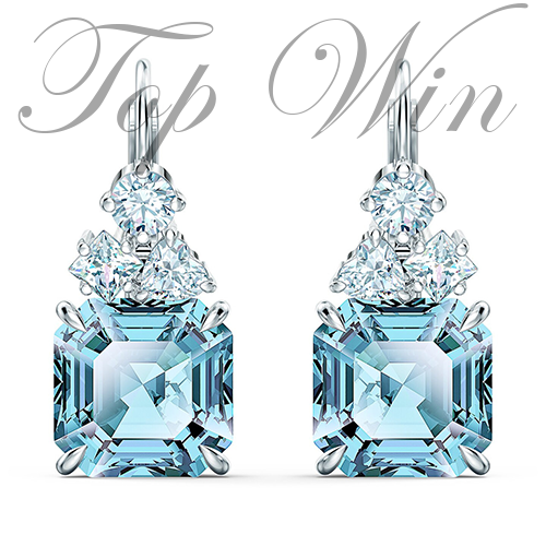 全新 Swarovski 施華洛世奇水晶閃亮穿孔耳環,海藍色,鍍銠 5524139(特價)