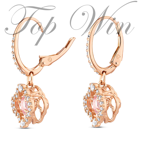 全新 Swarovski 施華洛世奇 Una 水滴形耳環 幸運草, 粉紅色, 鍍玫瑰金色調 5516477(特價)