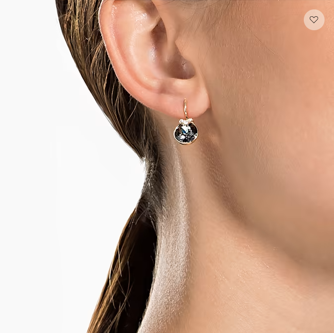 全新 Swarovski 施華洛世奇 Bella V 水滴形耳環 圓形切割, 灰色, 鍍玫瑰金色調 5299317(特價)