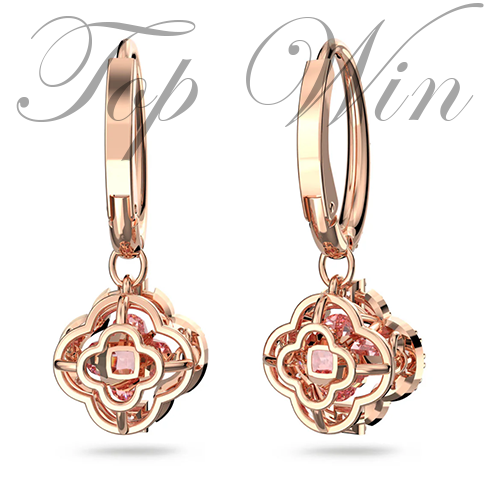 全新 Swarovski 施華洛世奇 Una 水滴形耳環 幸運草, 粉紅色, 鍍玫瑰金色調 5516477(特價)
