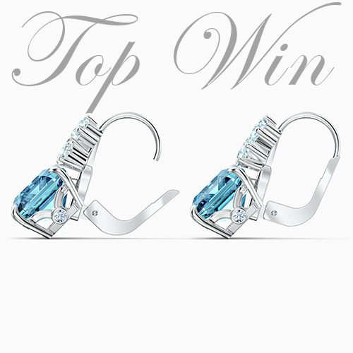 全新 Swarovski 施華洛世奇水晶閃亮穿孔耳環,海藍色,鍍銠 5524139(特價)