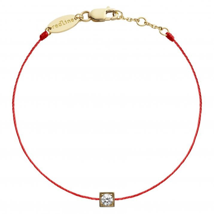 全新 REDLINE CUBE String Bracelet For Women with 0.10ct Round Diamond in Yellow Gold Bezel Setting 0.10克拉圓形鑽石黃金繩制女士手鏈(特價)