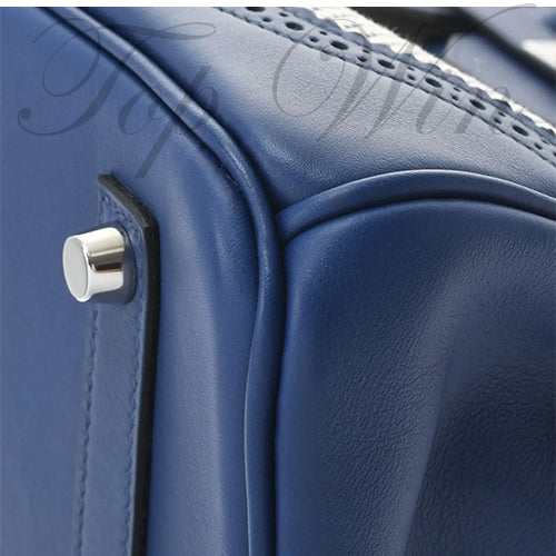 全新 Hermes 愛馬仕 Birkin 35 Ghillies Bleu Saphir Swift/Toile Palladium Hardware #T（特價）