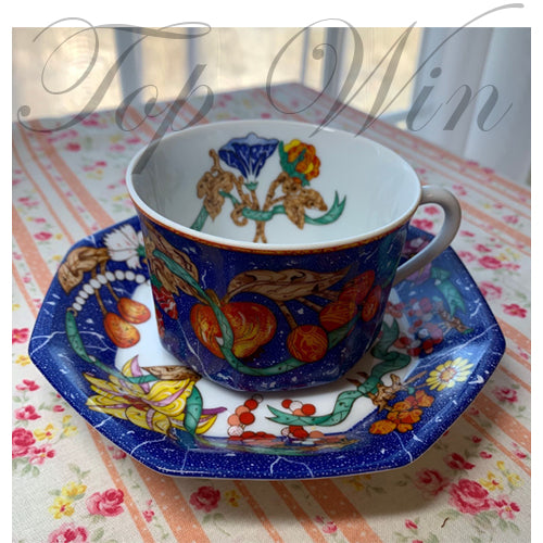 全新 Hermes 愛馬仕 Porcelain 2 Set Cup and Saucer "Marqueterie De Pierres d'Orie（特價）