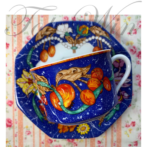 全新 Hermes 愛馬仕 Porcelain 2 Set Cup and Saucer "Marqueterie De Pierres d'Orie（特價）