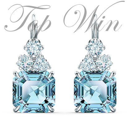 全新 Swarovski 施華洛世奇水晶閃亮穿孔耳環，海藍色，鍍銠 5524139（特價）