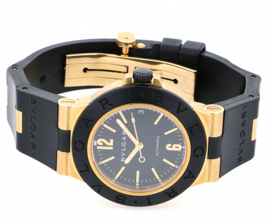 全新 BVLGARI Diagono AL38G 18k Yellow Gold 黑面（請咨詢客服）