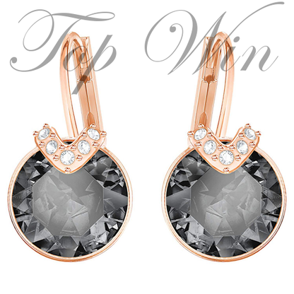 全新 Swarovski 施華洛世奇 Bella V 水滴形耳環 圓形切割, 灰色, 鍍玫瑰金色調 5299317（特價）