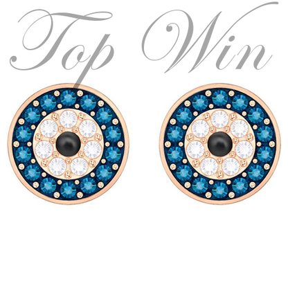 全新 Swarovski 施華洛世奇 LUCKILY EVIL EYE 耳環 鍍玫瑰金 藍色 5377720（特價）