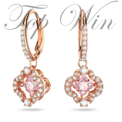 全新 Swarovski 施華洛世奇 Una 水滴形耳環 幸運草, 粉紅色, 鍍玫瑰金色調 5516477（特價）
