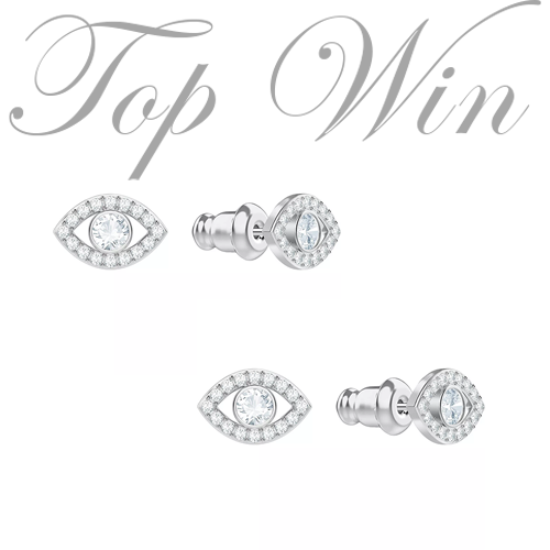 Buy 1 Get 1！全新 Swarovski 施華洛世奇 LUCKILY EVIL EYE穿孔耳 白色-鍍白金色 5377741（特價）