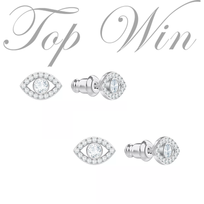 Buy 1 Get 1！全新 Swarovski 施華洛世奇 LUCKILY EVIL EYE穿孔耳 白色-鍍白金色 5377741（特價）