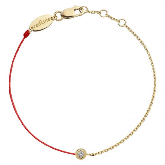 全新 REDLINE MINI PURE String-Chain Bracelet For Women with 0.05ct Diamond in Yellow Gold Bezel Setting  0.05克拉圓形鑽石黃金半繩半鏈女士手鏈（特價）