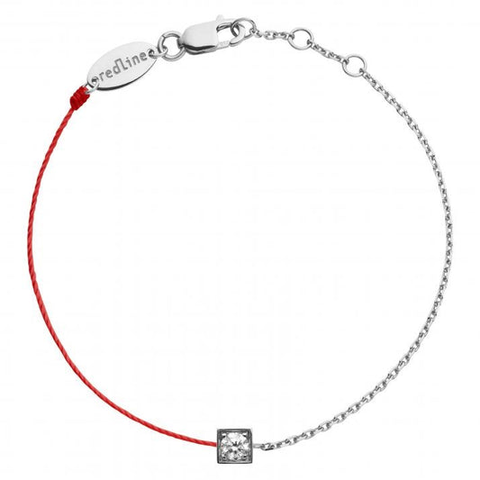 全新 REDLINE CUBE String-Chain Bracelet For Women with 0.10ct Round Diamond in White Gold Bezel Setting  0.10克拉圓形鑽石白金半繩半鏈女士手鏈（特價）