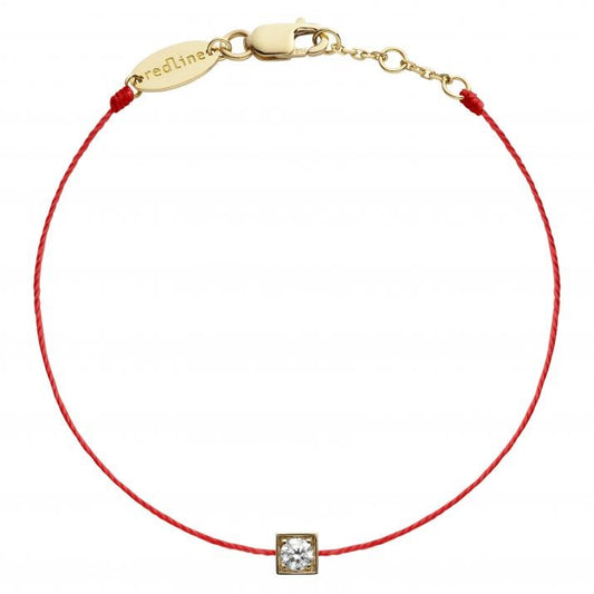 全新 REDLINE CUBE String Bracelet For Women with 0.10ct Round Diamond in Yellow Gold Bezel Setting  0.10克拉圓形鑽石黃金繩制女士手鏈（特價）