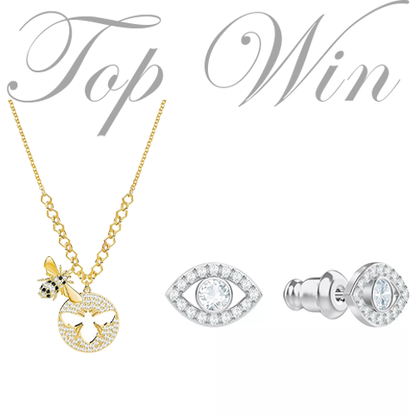 Buy 1 Get 1！全新 Swarovski 施華洛世奇 LUCKILY EVIL EYE穿孔耳 白色-鍍白金色 5377741（特價）